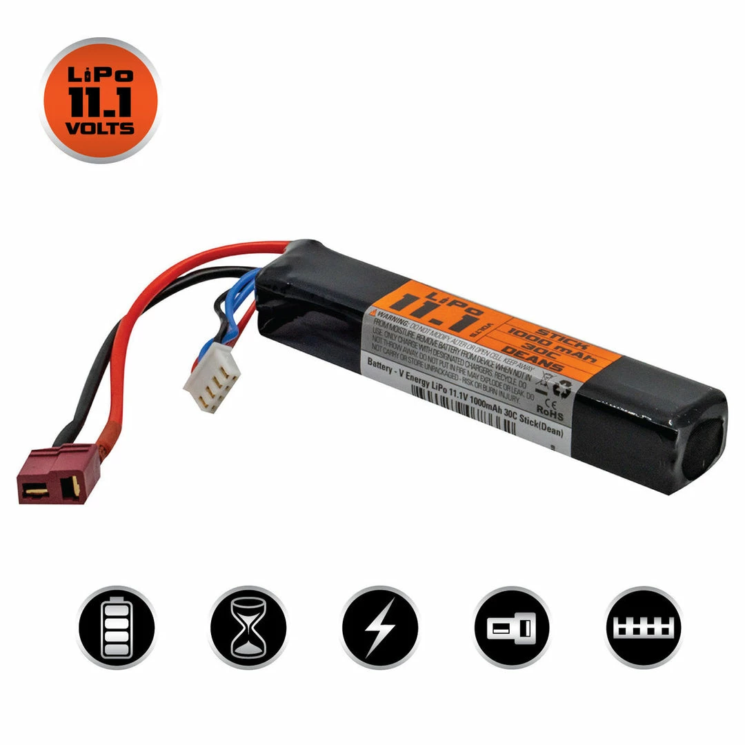 Valken LiPo 11.1V 1000mAh 30C Stick Airsoft Battery (Dean)