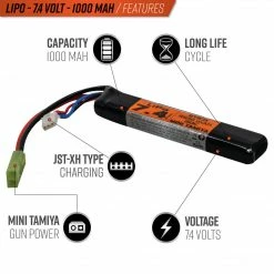 Valken LiPo 7.4V 1300mAh 30C Split Airsoft Battery (Small Tamiya) Batteries