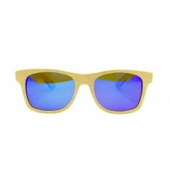 Social Paintball Bamboo Wood Sunglasses, Blue Mirror Lens