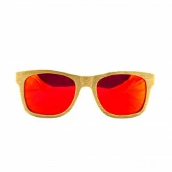 Social Paintball Bamboo Wood Sunglasses, Red Mirror Lens