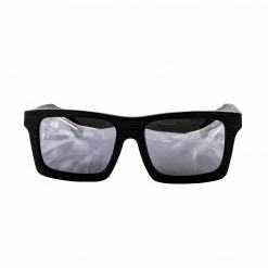Social Paintball Black Bamboo Wood Sunglasses, Silver Mirror Lens