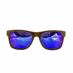 Social Paintball Skateboard Wood Sunglasses, Blue Mirror Lens